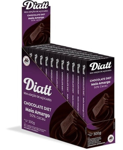 Chocolate Meio Amargo 50% Diet 25g Display Com 12 Unidades