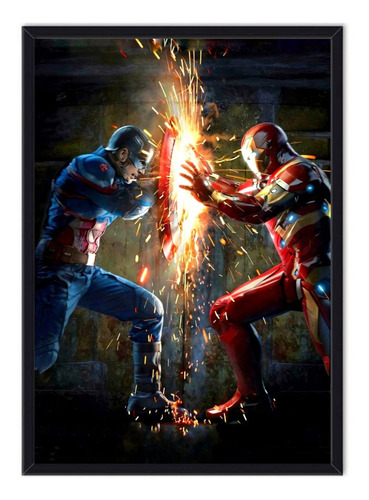 Cuadro Enmarcado - Póster Ironman Capitán América - Avengers