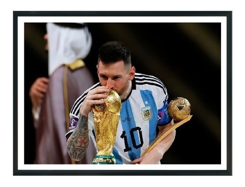 Cuadro Messi Besando La Copa Mundial 30x40 