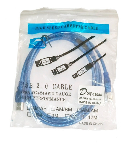 Cable Usb 2.0 A A B, Impresora, Router, Etc. 1,5 Mts. Dm
