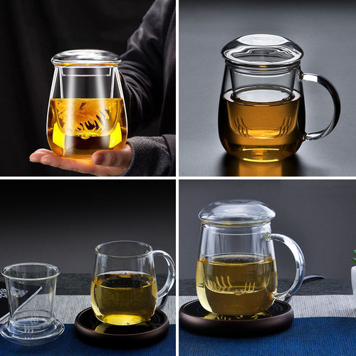 1 Juego De Tazas De Té De Vidrio Resistentes Al Calor Con Fi