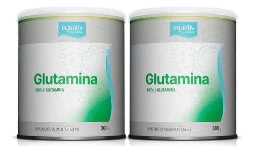 2x Glutamina Em Pó 100 % L-glutamina 300g Equaliv Sabor Sem sabor