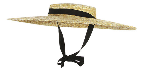 Sombrero De Paja De Ala Ancha Para Mujer, Con Cinta Larga, G