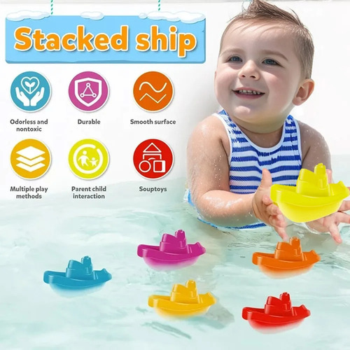 Juguetes De Baño Para Bebés, Botes Apilables Y Cucharas, Col