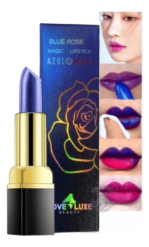 Labial Mágico En Barra Azul Que Cambia De Color De Larga Dur