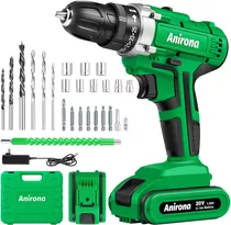 Comprar Taladro Atornillador Inalámbrico De 10mm Anirona Aa2015-30 20v + 1 Batería De 1.5ah + Accesorios Con Maletín De Transporte