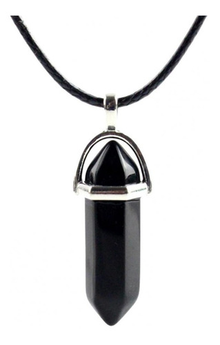 Collar Dije Péndulo Piedra Natural Obsidiana Hombre Y Mujer