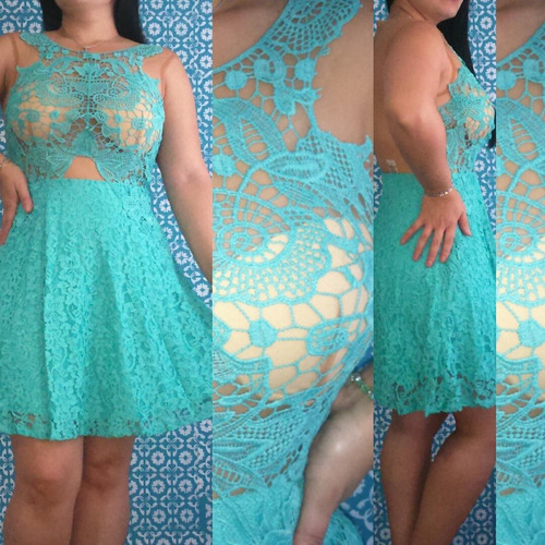 vestido de renda verde curto