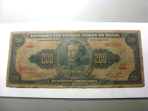 Cédula Brasil 200 Cruzeiros 1958 C039 D. Pedro I Autentica.