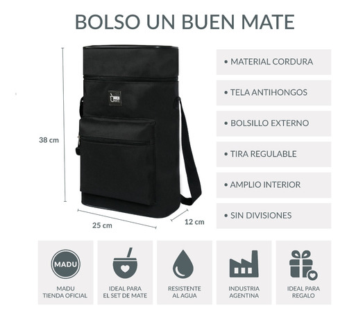 Equipo De Mate Completo Kit Matero Set Termo Acero Con Bolso