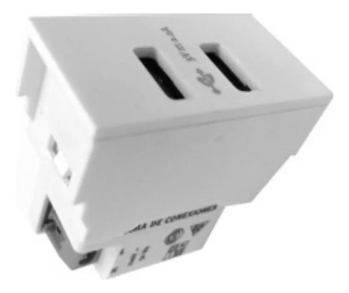 Modulo Cargador Usb Doble Toma Celular Pared Richi Quantum Color Blanco