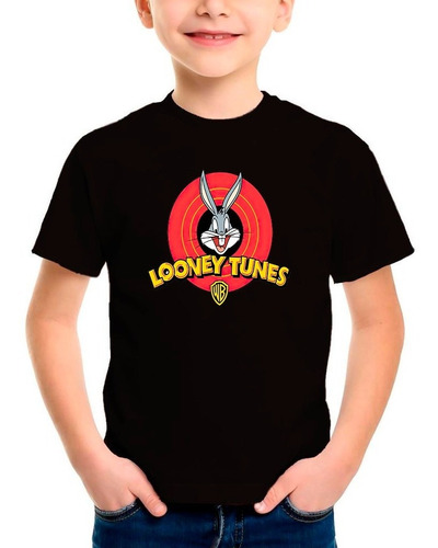 Polera Estampada 100% Algodon Niño Looney Tunes Logo