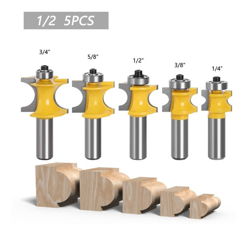 Pangyoo Pyouo-best Router Bit 5 Pieza 12 Mm 1 Vastago Medio