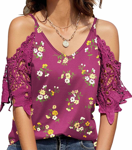 Blusa Con Flores Encaje Plus