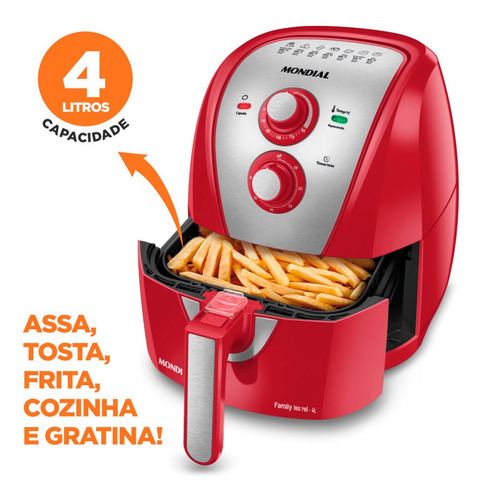 Air fryer Mondial Family Inox AFN-40 de 4L cor red/inox 220V