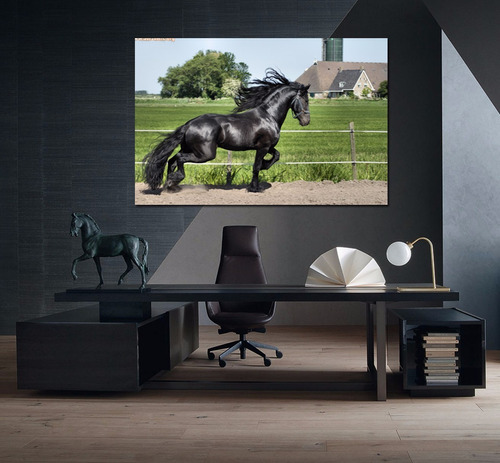 Vinilo Decorativo 40x60cm Caballo Negro Animales Belleza