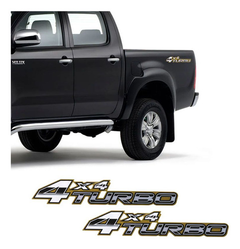 Par De Adesivos Hilux 2005/2008 4x4 Turbo Dourado