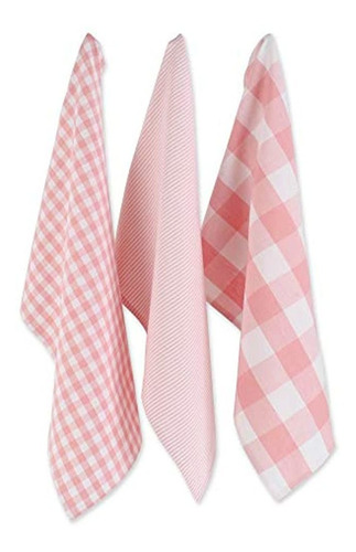 Dii 100% Cotton Gingham Check Kitchen Collection, Pink, Dish