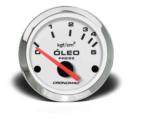 Manômetro Pressão De Óleo 52mm Elétrico 5kg - Croma Branco