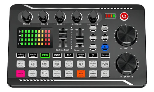 Placa Mesa Som Interface Interativa Portátil Para Efeito Sonoro Interface Áudio Digital Mixer Dj Live Podcast Streaming Bluetooth Bateria Recarregável