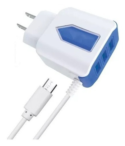Cargador De Viaje Triple Usb V8 Microusb Carga Rapida 3.1 A