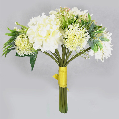 Bouquet De Dalias Flores Artificiales Finas Ramos De Flores Color Blanco