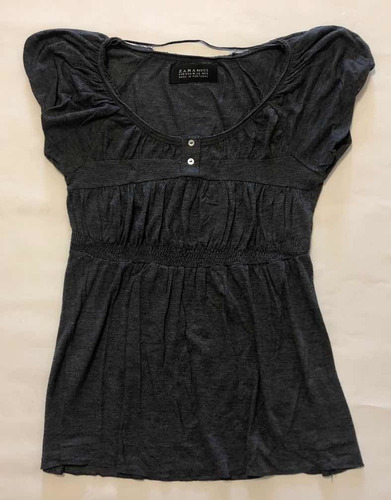 Remera Zara Básics Talle M 28 Gris Osc Importada