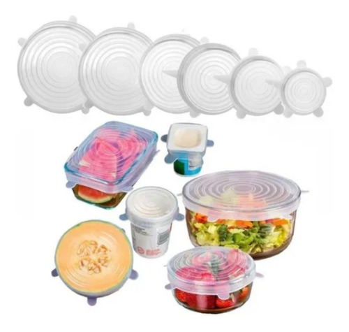 Tapas De Silicona Ajustables Reutilizables X 6 Flexibles