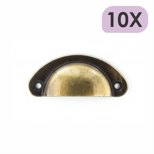 Kit 10 Puxador Concha Colonial Bronze Ouro Velho