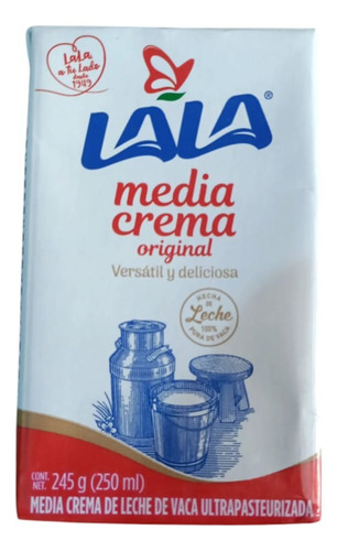 Caja Media Crema Lala 27 Piezas De 250 Ml C/u