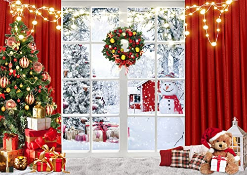 Ltlyh Red Christmas Photo Backdrop 7x5ft Winter Snow Byltr