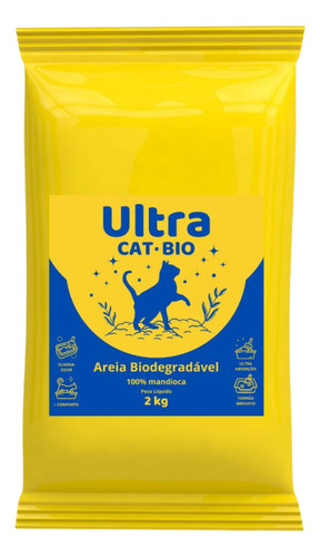 Areia P/gatos Ultra Cat Bio 2 Kg Biodegradavel Controle Odor