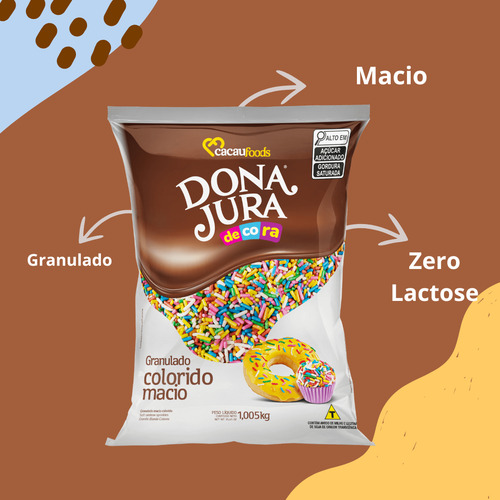 Granulado Macio Confeito Colorido Doces Bolos 1kg