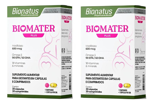 2 Caixas Biomater Plus De 30 Cápsulas + 30 Comprimidos Cada
