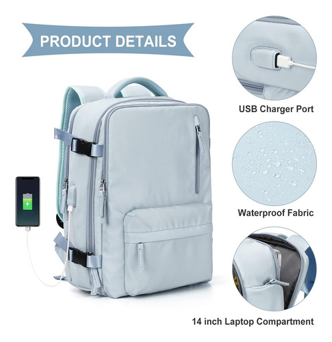Mochila Viaje Impermeable Antirrobo Con Puerto Usb Notebook