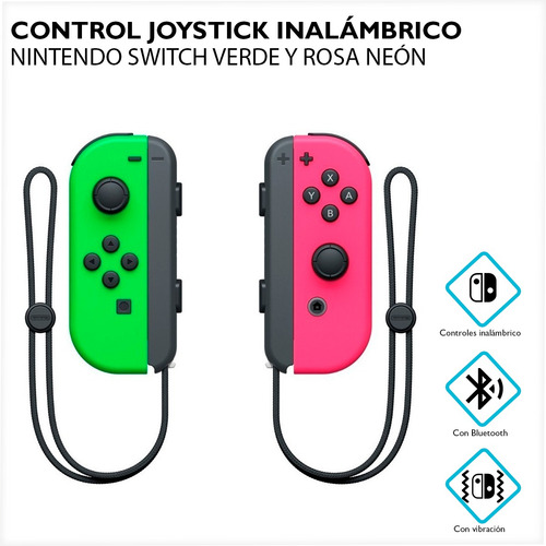 Set de control joystick inalámbrico Nintendo Switch Joy-Con (L)/(R) rosa neón y verde neón