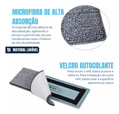 Mop Flat Rodo Giratório 360 Com Balde Lava E Seca C/ 2 Refis