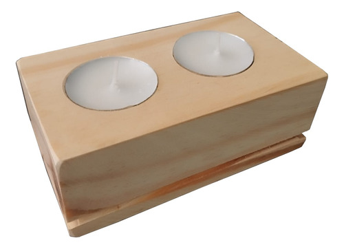 Porta Velas Fusta De Madera Natural Artesanal X 2 (boedo)