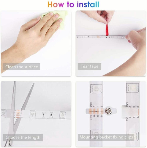 Imagen 6 de 10 de Tiras Led 5 Metros Con Remote Control Y Función Música