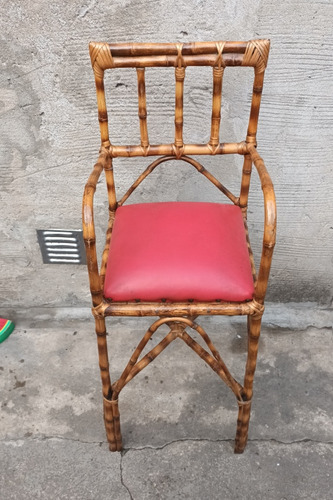 Silla Sillita Alta De Caña Y Asiento Tapizado. Impecable!!