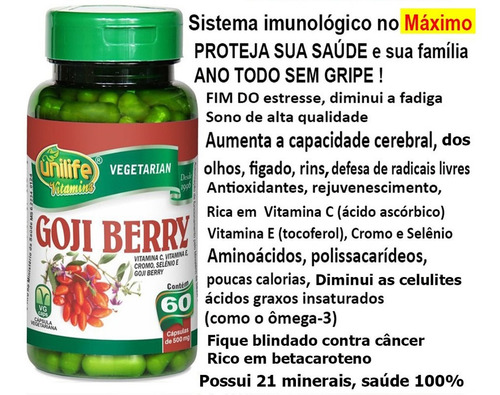 Imagem 2 de 4 de Gojiberry C/ Vitaminas 60 Cáps Unilife
