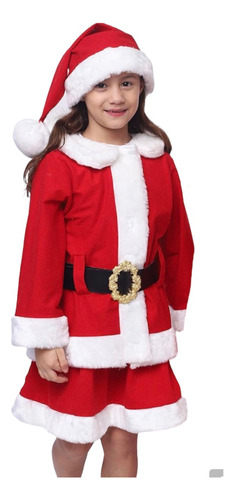 Disfraz Traje De Santa Claus Niña Navidad Pastorelas