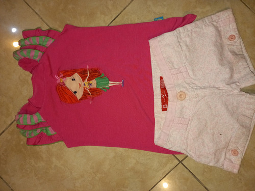 Conjunto De Short Estampado Y Remera  T :8 Niña