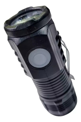 Mini Linterna Táctica Clip Molle 3 Led - Recargable Usb Blanco Negro