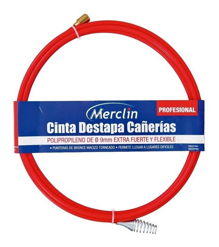 Cinta Flexible Destapa Cañerías Merclin 9 Mm - 5 Metros