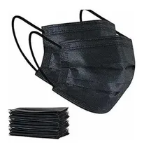 Comprar Tapabocas Mascarillas Quirúrgicos Negro 3 Capas 50 Unidades