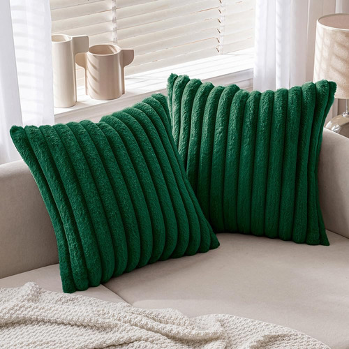 Fundas De Almohada Verde Oscuro 18x18 Pulgadas Juego De...