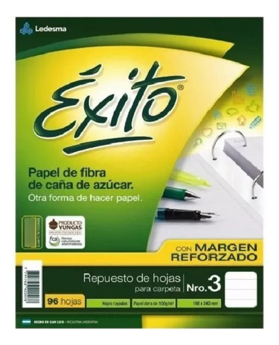 Repuesto N°3 Exito 96 Hs. Rayadas O Cuadriculada Banda