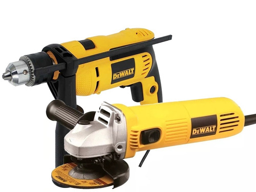 Combo Amoladora Dewalt 4 1/2 + Taladro 13mm Dewalt Dwd024 Color Amarillo Y Negro Frecuencia 50 Hz