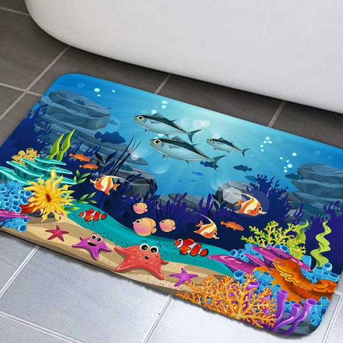 Tapete De Baño De Peces Oceánicos Jawo Para Niños, Tapete A
